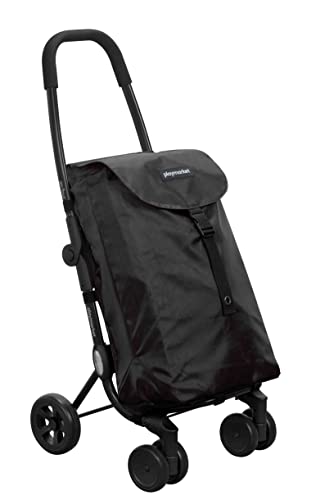 Carro de la Compra Plegable Playmarket Go Four, Cuatro Ruedas, Color Negro Cover