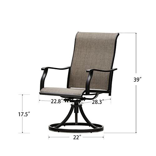 VICLLAX Patio Dining Chairs Set of 2, Textilene High Back Outdoor Swivel Chair, All Weather