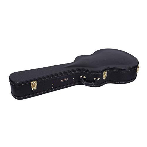 Image of Crossrock Arch-Top Wood Case for OM /Martin 000-14 Fret Guitars, Black (CRW600OMBK)