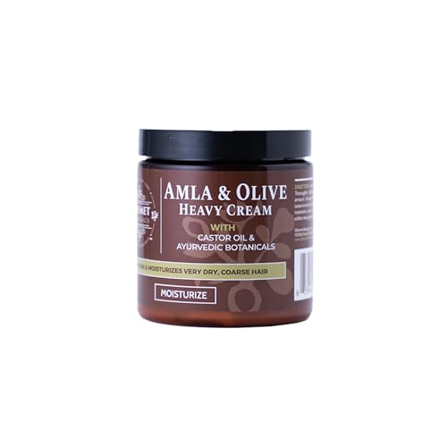 Qhemet Biologics Amla & Olive Heavy Cream - Moisturizing Balm for Extremely Dry & 4C Hair - Adds Soft, Supple Moisture & Hydration to Afros, Coils, Curls, Puffs, Twists, Braids, Locs & More (8.9 oz)