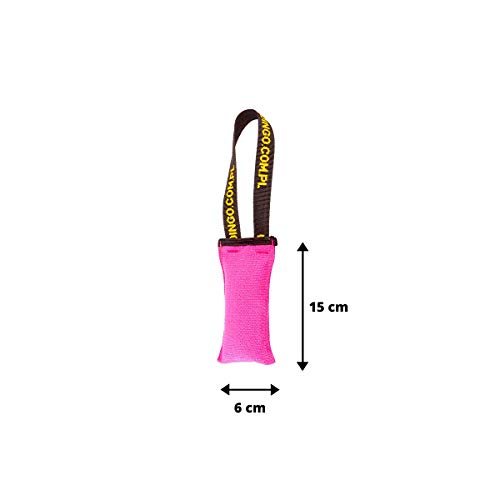 Dingo Hundespielzeug Beisswurst Agility Baumwolle mit Griff handgefertigt für Bisstraining Apportieren Schwimmend Schwimmfähig 15 x 6 cm Rosa 15601