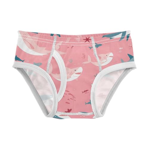 KLL Shark Pink Background Baby Boys Pure Cotton Briefs Cute Children Undies