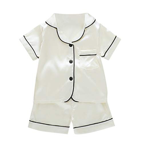 Générique - Générique Pyjamas pour Enfants vêtements de Nuit Fille Ensembles Robe Confortable Chemise de Nuit Douce Sommeil élégant Enfants Adorable (White, 18-24 Months)