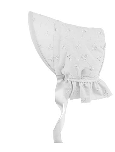 Schöne Baby Mädchen Broderie Anglais Ribbon Lace Fringe Trim Baby Motorhaube Beanie Sonnenhut (3-6 Monate, weiß)