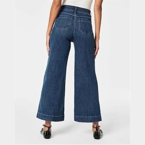 Obormi Cropped Jeans, Obormi Tummy Control High Waisted Cropped Pants for Women, Trendy Wide Leg Denim Pant4