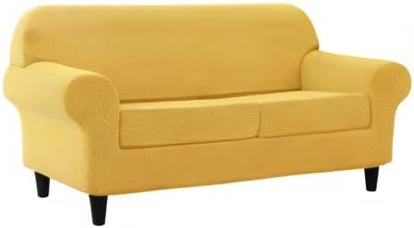 Miniatura 8 de Funda elástica para sofá de 2 plazas, funda de sofá de jacquard suave para sofá de 2 cojines, protector de muebles lavable para mascotas y niños (M)