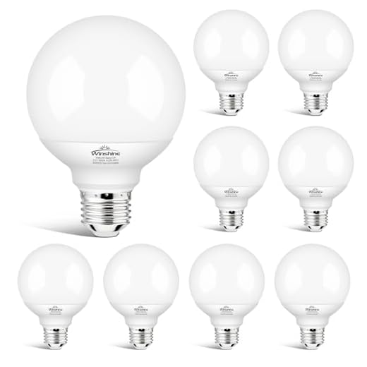 winshine G25 Globe Light Bulbs, 8 Pack LED Vanity Light 5000K Daylight for Bathroom Vanity Makeup Mirror, LED Bedroom Lights E26 Medium Screw Base 5W 60W Equivalent,500LM, Non-dimmable