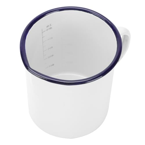 IDEANATEGRATE Taza de Esmalte con Asa 500 Ml Medidora con Graduación para Cocina Vintage Práctica y Resistente, Recipiente de Almacenamiento de Agua Adecuado para Uso Doméstico y Gastronomía