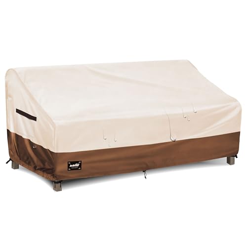 Jin Hrtoyi 3-Seater Outdoor Furniture Covers Waterproof,76'Wx32'Dx31'H Inches Outdoor Couch Cover, Heavy Duty Patio Furniture Covers,Beige&Brown