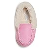 Laura Ashley Fleece Girls Moccasin Slippers, Indoor Outdoor Easy to Wear Home Shoes for Kids