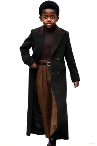 Boy's Double Breasted Full Length Trench Coat Casual Notch Lapel