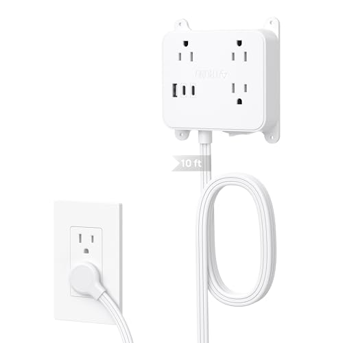 Image of TROND Ultra Flat Plug Power Strip, Extension Cord 10FT with 3 USB Chargers