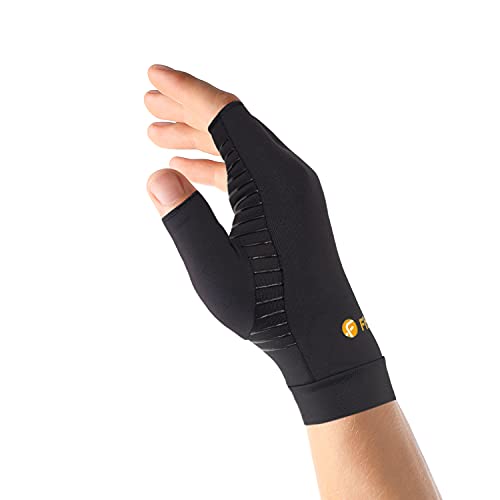 FITITUDE: Infused Copper Pair of Compression Gloves Half Finger Breathable for Men and Women for Arthritis, Swelling and Pain Relief, Relaxation and Recovery of Hand, Wrist and Joint