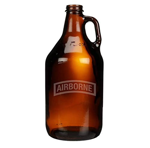 US Army - Airborne Tab Shoulder Sleeve Patch Etched Glass Beer Growler 64 oz