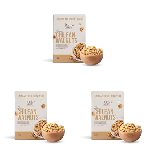 Image of KitchenSmith Chilean Walnuts - 250gm | Delicious & Crunchy | High In Anti-Oxidants | Premium Walnuts | Akhrot | Rich In Omega-3 | Healthy Snack (Pack of 3)