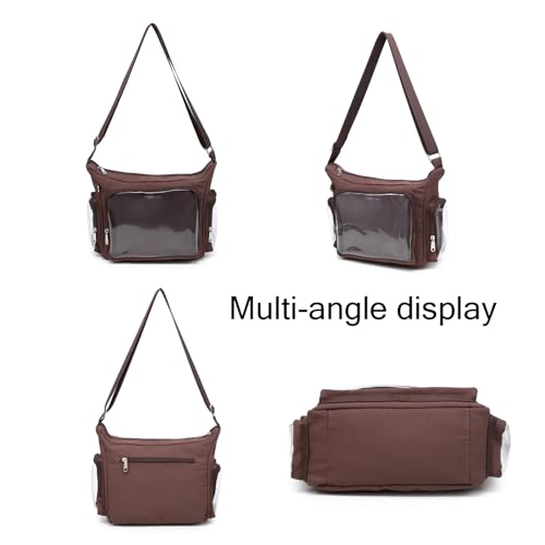 Image of Canvas Ita Bag Crossbody Shoulder Bag Kawaii Purses and Handbags with Anime Pins Display Medium