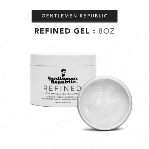 Gentlemen Republic 8Oz Refined Gel - Professional Formula For 24 Hour Shine And Hold, Humidity Resistant, 100% Alcohol-Free And Never Flakes, Made In The Usa #TOP3