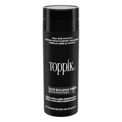 Toppik Hair Building Fibers, Keratin-Derived Fibres For Naturally Thicker Looking Hair, Cover Bald Spot, 27.5g - Black
