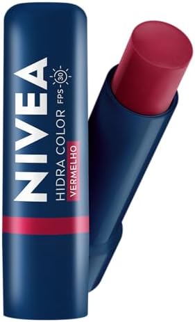 NIVEA Hidratante Labial Hidra Color 2 em 1 Vermelho 4,8g - Combin...