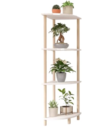 Soporte de esquina de madera con escalera de 4 niveles para almacenamiento y plantas