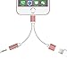 2 in 1 Lightning to 3.5mm Audio Adapter, ADABUNNY Lightning Charger, Lightning to 3.5mm Aux Headphone Jack Adapter for iphone 7 / 7 plus [No Calling Function and No Music Control] (2 in 1-rose gold)
