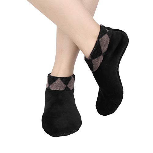 Image of Womens Non Slip Grip Socks Leopard Print Soft Cozy Thick House Indoor Boot Sock Shoes Winter Thermal Fleece Slipper Socks