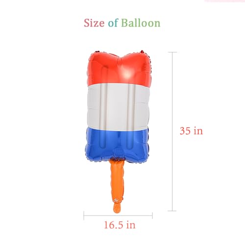 Image of 5Pcs Patriotic Popsicle Foil Balloons, Red White Blue Balloons for Memorial Day 4th of July Party Summer Party Decorations