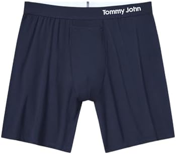 Tommy John Men's Supima Cool Cotton 6" Relaxed Fit Boxers, No Ride-Up Comfortable Breathable Underwear for Men, Navy, Medium