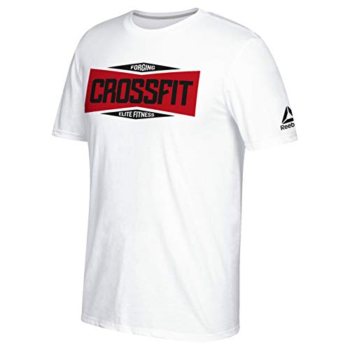 Reebok Crossfit Men's White Forging Elite Fitness 60/40 T-Shirt (X-Large)