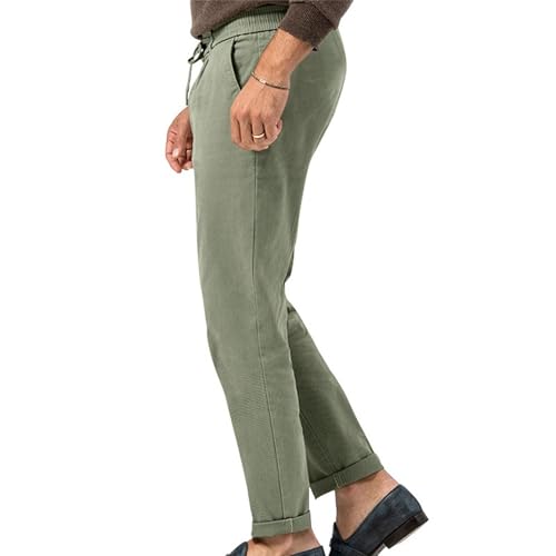 Men's Tapered Linen Casual Pants Drawstrintg Elastic Waist Beach Pant Flat Front Linen Summer Trousers3