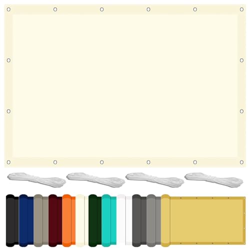 Vela de Sombra Impermeable 125 x 150 cm Protección Rayos UV Toldo Parasol Terraza Resistente Al Agua Viento para Terraza Balcon Exteriores Jardín, Marfil