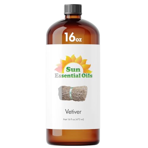 Sun Essential Oils Vetiver Essential Oil 16oz for Aromatherapy, Diffuser, Soothing, & Relieves Stress â€“ Vetiver Oil