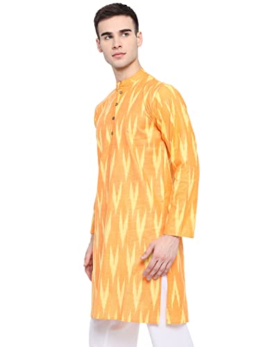 Image of Vastraa Fusion Men's Printed Kurta Pure Cotton Long Kurta, Round Collar, Full Sleeves, Button Kurta, Ethnic Wear