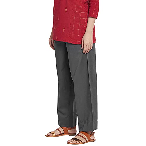 Image of GO COLORS Women Blue Stripe Cotton Wide Pants