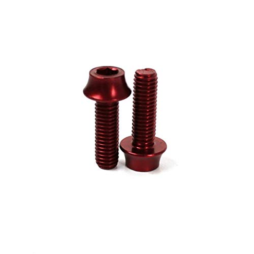 RIDEWILL BIKE Par de tornillos para botella anodizados de aluminio M5 x 15 rojo (piezas metálicas) Cover