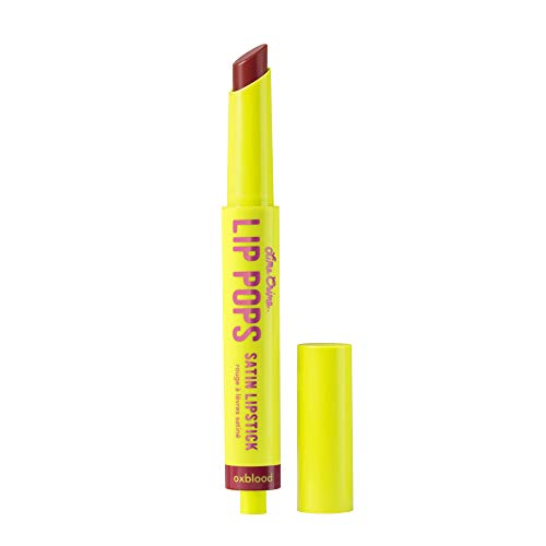 Lime Crime Lip Pops Satin Lipstick, Oxblood - Deep Oxblood Red Hue - Lightweight, Satin Finish Lipstick with Buildable Coverage - Lemon Lime Scent - Vegan