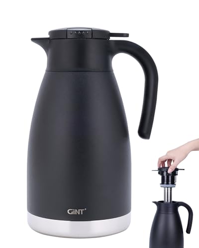 GiNT 74oz Thermal Coffee Carafe with Infuser – Insulated Tea Carafe, Removable Filter, Dishwasher-Safe | 2.2L 10+ Cups, Leak-Proof Seal & Pinch-Release | Stainless Steel for Office & Events