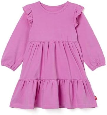 Ozkiz カジュアルソフトコットン長袖フリルドレス 女の子 幼児 小さな子供 3T-7Y