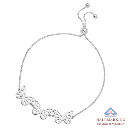 Image of TRUESILVER ACPL 925 Sterling Silver BIS Hallmarked Adjustable Sliding Bolo Bracelet for Women and Girls