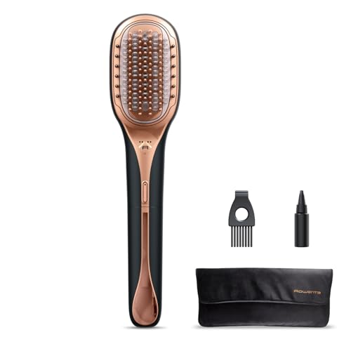 Rowenta Hair Therapist, Spazzola a Vapore per Capelli, Ripara e Rinforza i Capelli Danneggiati, Rende i Capelli Sani e Luminosi, Risultati Immediati, Spazzola con Tecnologia Thermal Care, Nero