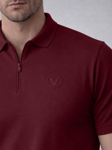 Image of Veirdo Men's Regular Fit Interlock Polo T-Shirt, Cotton Fabric, Half Sleeves,Stylish Collared Neck, Perfect for Casual and Office Wear, Soft, Comfortable (S-2XL)