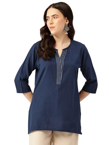 Image of Elegant Short Kurti for Women - 3 /4 Sleeves | Round Neck | (S to XXL)