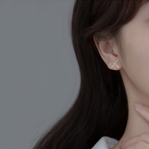 Reffeer 925 Sterling Silver Letter X Studs Earrings for Women Teens X Earrings Studs Piercing Earrings2