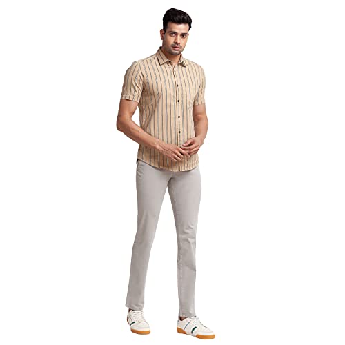 Image of Parx Men's Cotton Blend Solid Pattern Low Rise Tapered Fit Flat Front Casual Trouser
