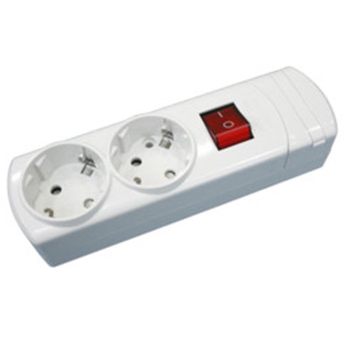 ElectroDHPower Strip with 2 Plug, No Cable, with Switch and Child Safety