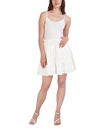 BCBGeneration Women's A Line Eyelet Drawstring Tiered Mini Skirt4