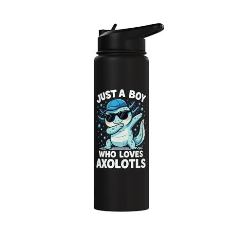 Axolotl, pour garçons | Just A Boy Who Loves Axolotls Stainless Steel Insulated Water Bottle – vue 3