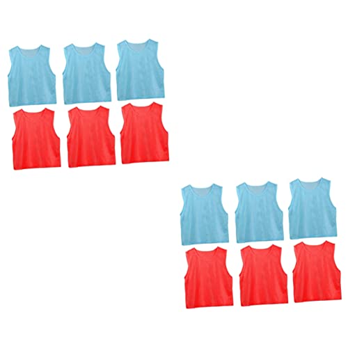 CLISPEED 12 Peças De Futebol Vermelho Claro Para Pinnies Camisa Esportiva Babadores Azuis Camisetas
