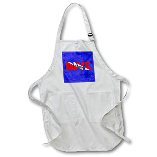 BLACK Full Length Apron with Pockets 22w x 30l - Cool SCUBA diver graphic with DIVE flag and nautical chart. Creative Studios – SCUBA Diving