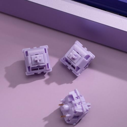Image of OOCTPK Chilkey POM Purple Linear Keyboard Switches for Mechanical Gaming Keyboard, 20gf Min Force 5-Pin Pre Lubed Creamy Clacky Switches with Double Stage Spring (35pcs)